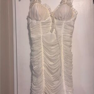 Elegant White Ruched Dress